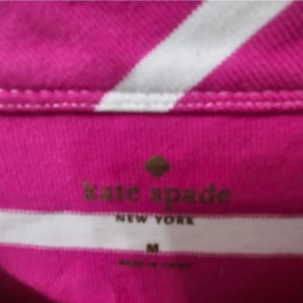 Kate Spade Pink and White Striped Sleeveless Dress With Bow And Pockets Sz M